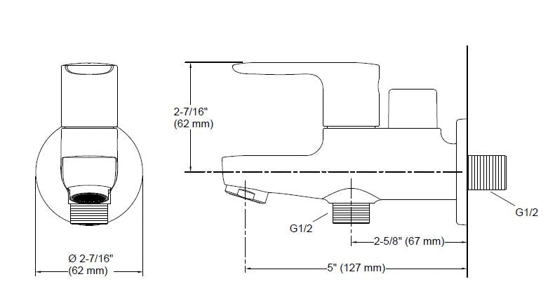 (REST) JULY-2 WAY BIB COCK W/FLANGE - KOHLER POPULAR -  ( ROSE GOLD - POPULAR - 0x15 mm - 0.5inchX0.6inch )