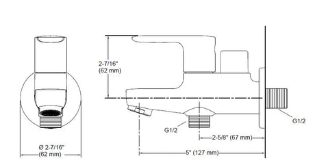 (REST) JULY-2 WAY BIB COCK W/FLANGE - KOHLER POPULAR -  ( ROSE GOLD - POPULAR - 0x15 mm - 0.5inchX0.6inch )