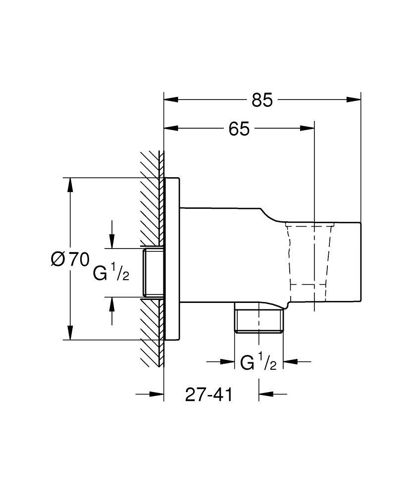 NEW TEMPESTA WALL UNION+HOLDER - GROHE -  ( CHROME - G3 - TEMPESTA NEUTRAL - 0x0 mm - 0inchX0inch )