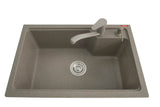 1.0 BOWL QUARTZ SINK W/FA-04 LIQUID SOAP DISPENSER, FA-05A WASTE COUPLING & FA-02A QUARTZ FAUCET (DEPTH 9INCH) - FUTURA -  ( BLACK -  - 680x450 mm - 27.2inchX18inch )