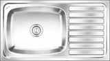 SS SINK 1.0 BOWL WITH DRAINBOARD (DEPTH 8.5INCH)ELEGANCE ULTRA BIG - NIRALI -  ( SATIN - POPULAR SINK RANGE - 915x510 mm - 36inchX20inch )