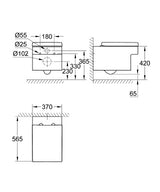 EUROCUBE TOILET WALL-HUNG RIMLESS WITH SEAT COVER - GROHE -  ( WHITE - G4 - EUROCUBE - 0x0 mm - 0inchX0inch )