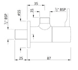 ANGULAR STOP COCK WITH WALL FLANGE - JAQUAR FAUCETS -  ( CHROME - FLORENTINE PRIME - 0x15 mm - 0inchX0.5inch )
