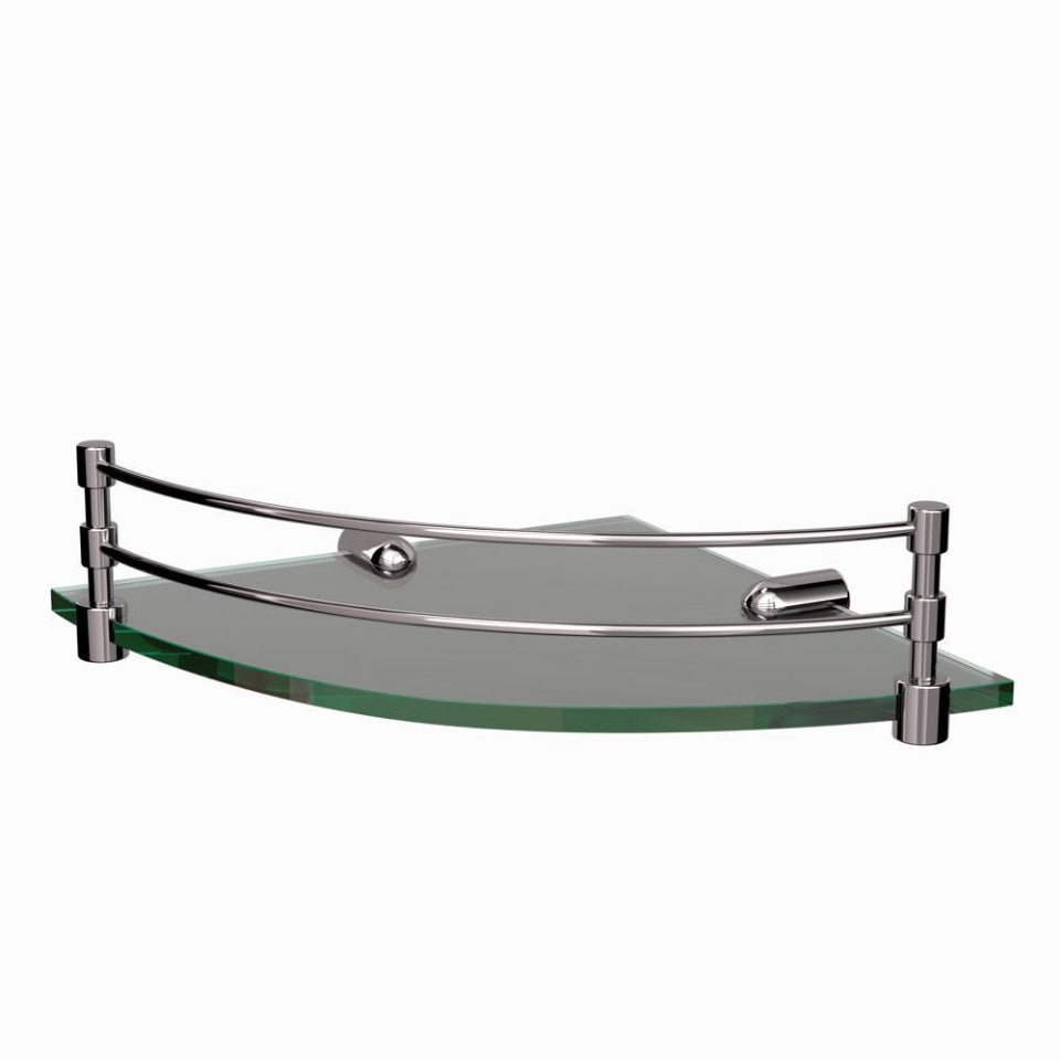 CORNER GLASS SHELF - JAQUAR FAUCETS -  ( BLACK CHROME - CONTINENTAL ACC. - 225x225 mm - 9inchX9inch )