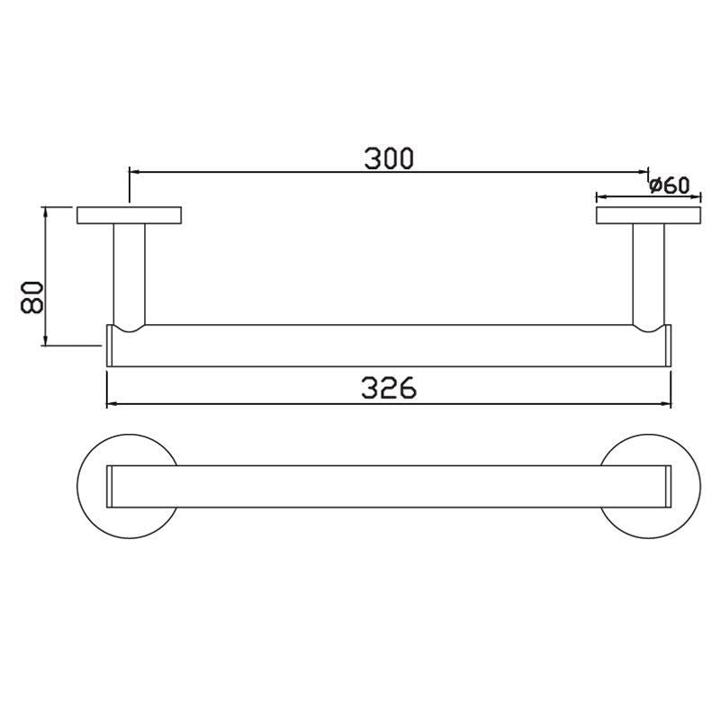 GRAB BAR - JAQUAR FAUCETS -  ( CHROME - CONTINENTAL ACC. - 0x300 mm - 0inchX12inch )