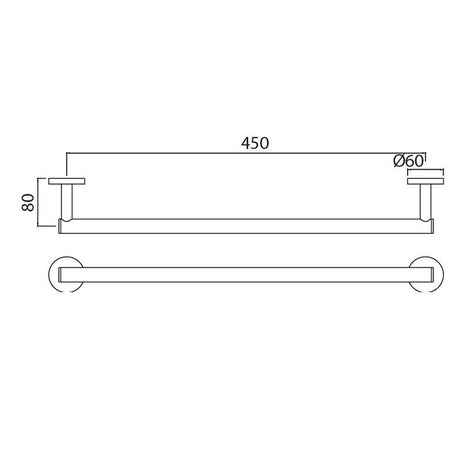 TOWEL RAIL - JAQUAR FAUCETS -  ( CHROME - CONTINENTAL ACC. - 0x450 mm - 0inchX18inch )
