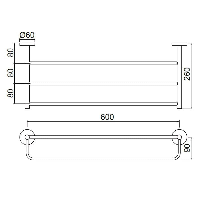 TOWEL RACK W/HANGER - JAQUAR FAUCETS -  ( CHROME - CONTINENTAL ACC. - 0x600 mm - 0inchX24inch )