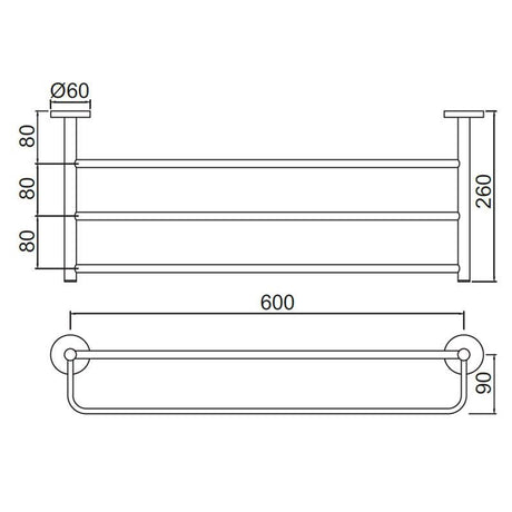 TOWEL RACK W/HANGER - JAQUAR FAUCETS -  ( CHROME - CONTINENTAL ACC. - 0x600 mm - 0inchX24inch )