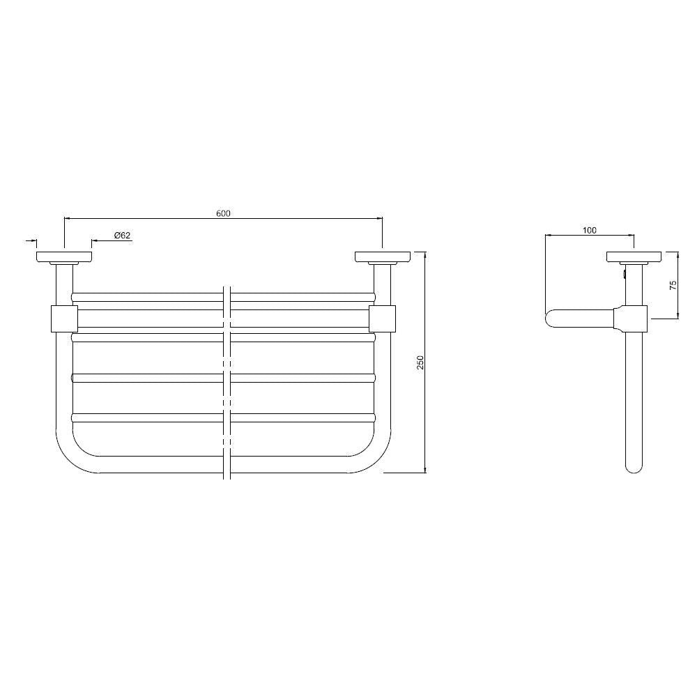 TOWEL  RACK WITH SINGLE RAIL - JAQUAR FAUCETS -  ( CHROME - ACC.HOTELIER SERIES - 0x0 mm - 0inchx0inch )