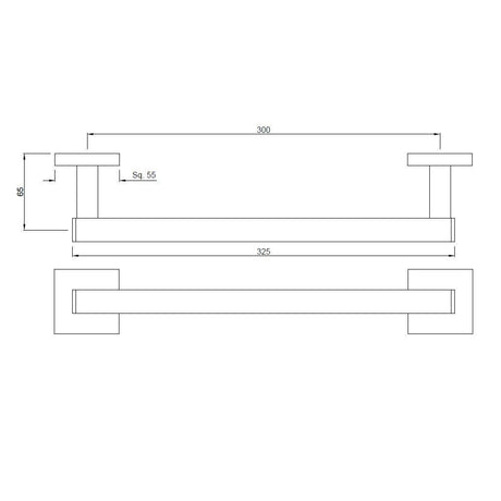 GRAB BAR - JAQUAR FAUCETS -  ( BLACK MATT - ACC. KUBIX PRIME - 0x300 mm - 0inchX12inch )