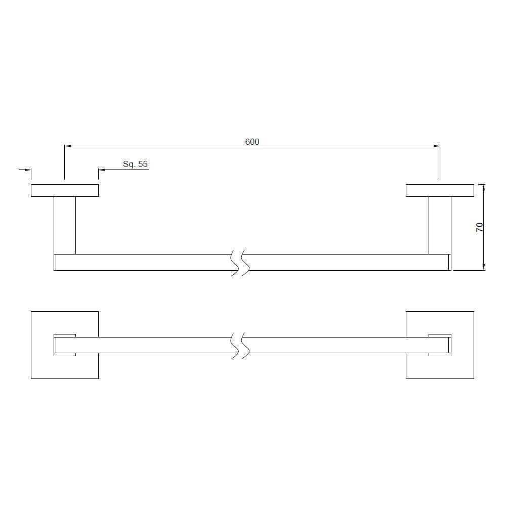 TOWEL  RAIL - JAQUAR FAUCETS -  ( CHROME - ACC. KUBIX PRIME - 0x600 mm - 0inchX24inch )