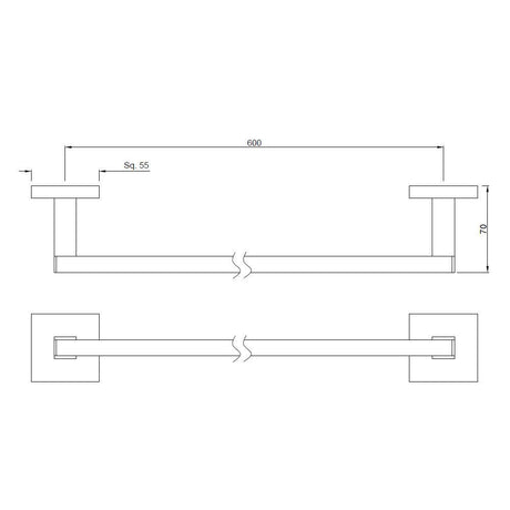 TOWEL  RAIL - JAQUAR FAUCETS -  ( CHROME - ACC. KUBIX PRIME - 0x600 mm - 0inchX24inch )