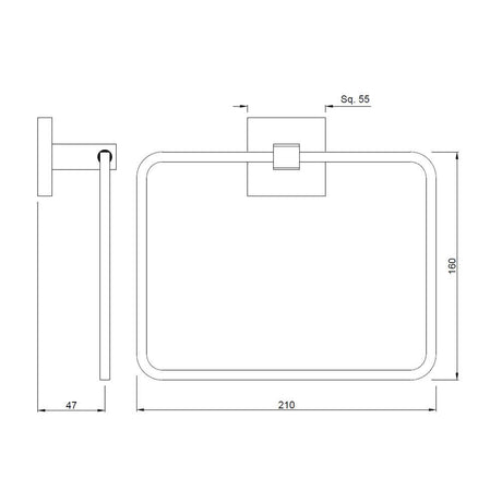TOWEL RING SQUARE - JAQUAR FAUCETS -  ( CHROME - ACC. KUBIX PRIME - 0x0 mm - 0inchx0inch )