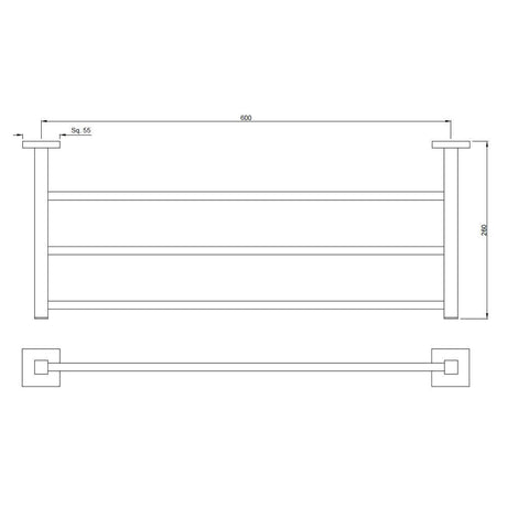 TOWEL RACK W/O LOWER HANGERS - JAQUAR FAUCETS -  ( CHROME - ACC. KUBIX PRIME - 0x600 mm - 0inchX24inch )