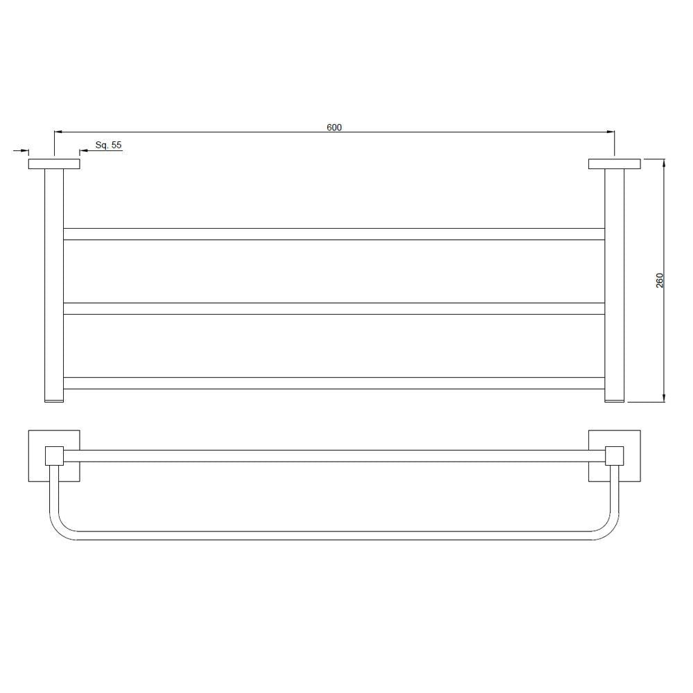 TOWEL RACK W/HANGERS - JAQUAR FAUCETS -  ( CHROME - ACC. KUBIX PRIME - 0x600 mm - 0inchX24inch )