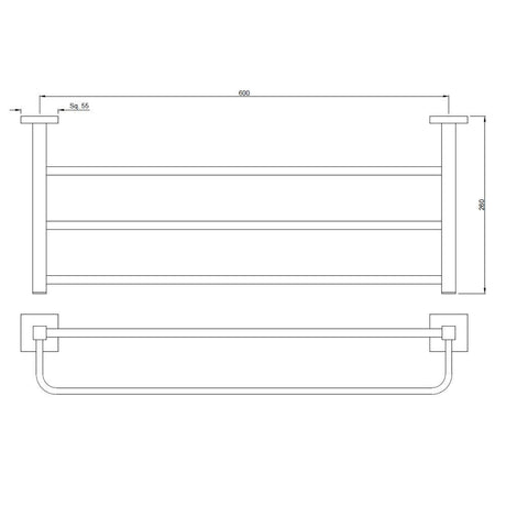 TOWEL RACK W/HANGERS - JAQUAR FAUCETS -  ( CHROME - ACC. KUBIX PRIME - 0x600 mm - 0inchX24inch )