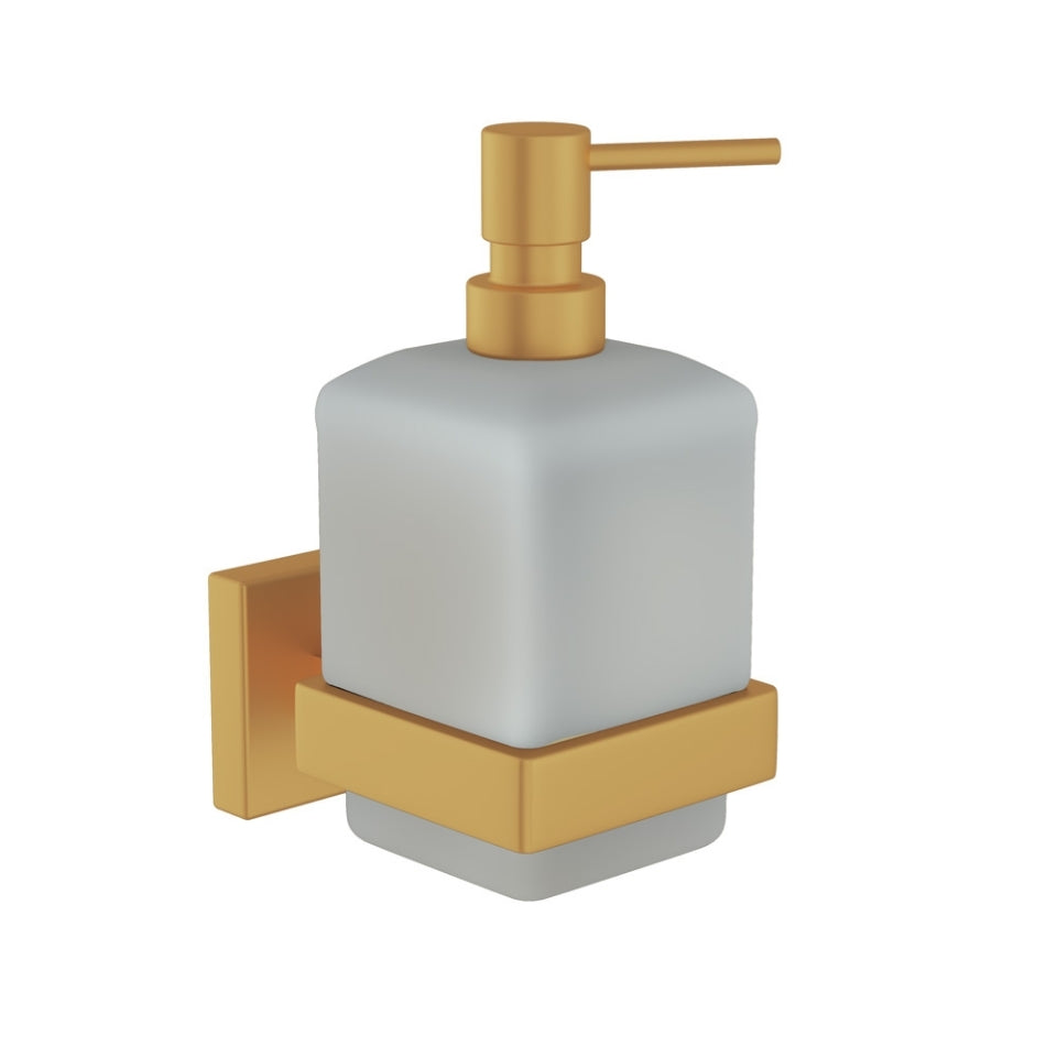 SOAP DISPENSOR W/GLASS BOTTLE - JAQUAR FAUCETS -  ( GOLD MATT PVD - ACC. KUBIX PRIME - 0x0 mm - 0inchx0inch )