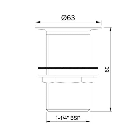 WASTE COUPLING F/T - JAQUAR FAUCETS -  ( BLACK MATT - ALLIED - 0x32 mm - 0inchX1.25inch )