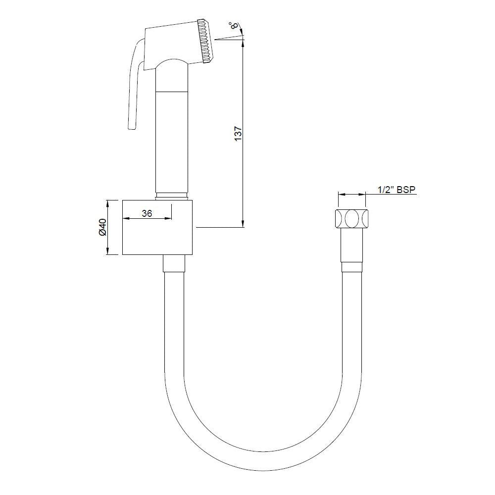HEALTH FAUCET WITH 1 MTR PVC TUBE - JAQUAR FAUCETS -  ( CHROME - ALLIED - 0x15 mm - 0inchX0.5inch )