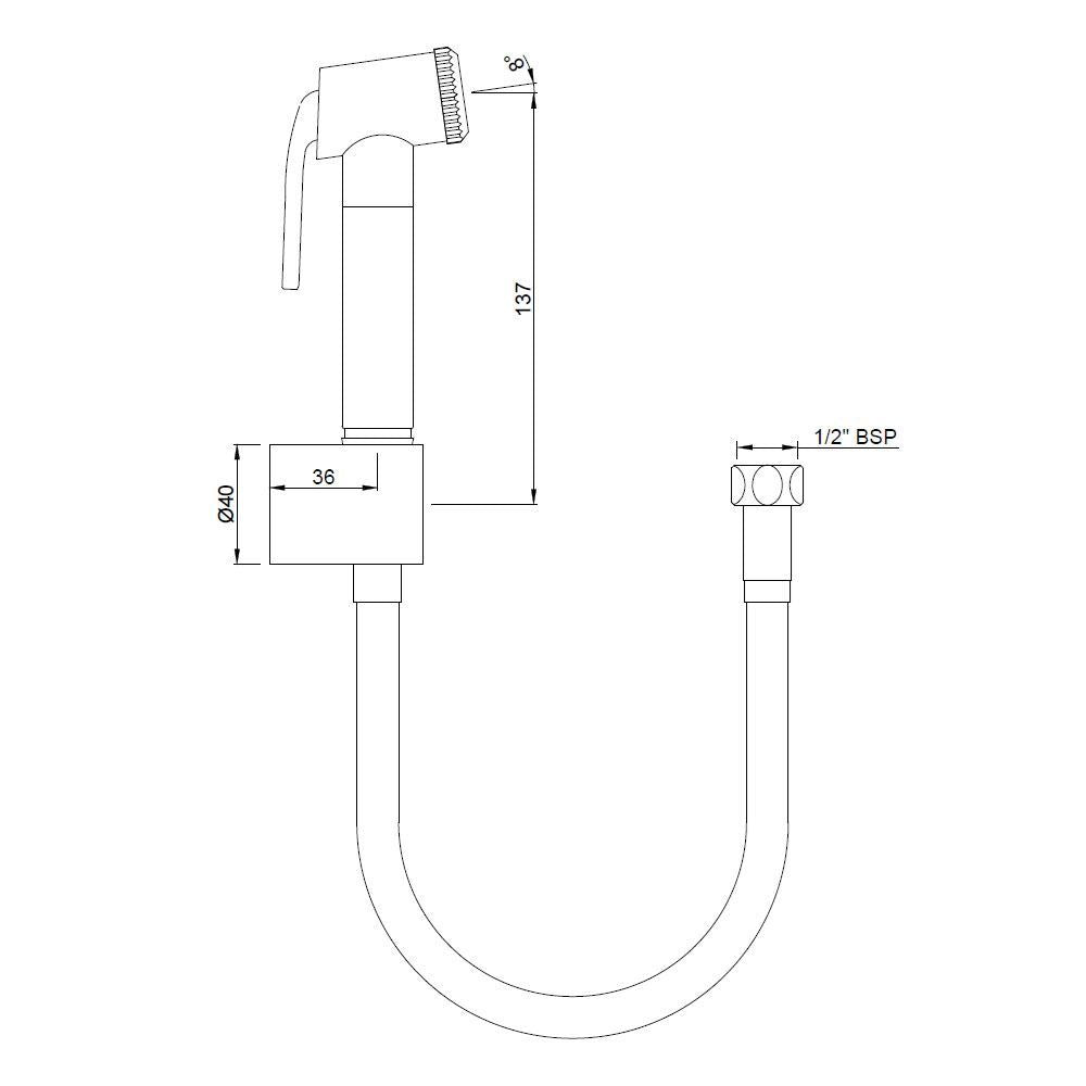HAND SHOWER (HEALTH FAUCET) WITH 1 METER - JAQUAR FAUCETS -  ( BLACK MATT - ALLIED - 0x15 mm - 0inchX0.inch )