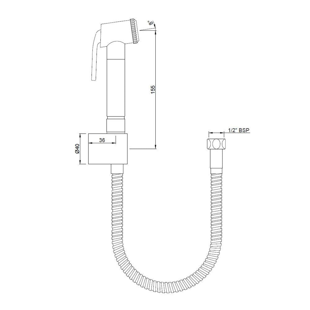 HEALTH FAUCET 1.2 MTR WITH NRV - JAQUAR FAUCETS -  ( CHROME - ALLIED - 0x15 mm - 0inchX0.5inch )
