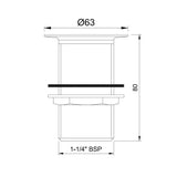 WASTE COUPLING F/T - JAQUAR FAUCETS -  ( CHROME - ALLIED - 0x32 mm - 0inchX1.25inch )