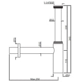 BOTTLE TRAP WITH 10 & 7.5 INCH PIPE - JAQUAR FAUCETS -  ( CHROME - ALLIED - 0x32 mm - 0inchX1.25inch )