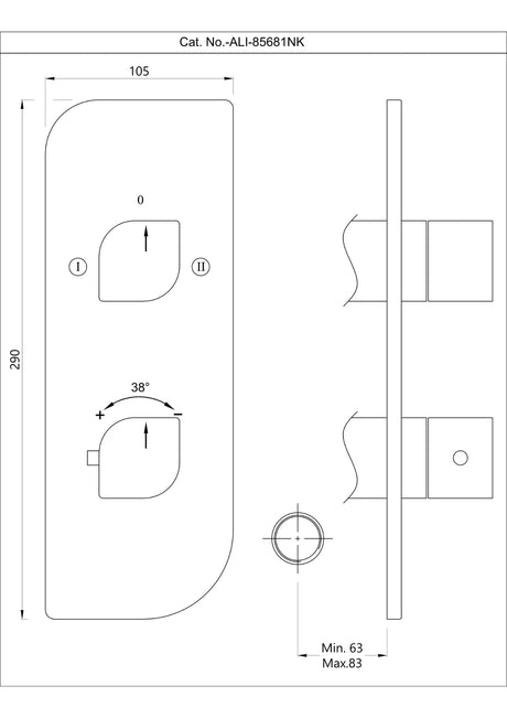 AQUAMAX EXPOSED PART KIT OF THERMOSTATIC SHOWER MIXER WITH 2-WAY DIVERTER WITH SLEEVE (COMPATIBLE WITH ALD-681N) - JAQUAR FAUCETS -  ( ANTIQUE BRONZE - ALIVE - 0x20 mm - 0inchX0.75inch )