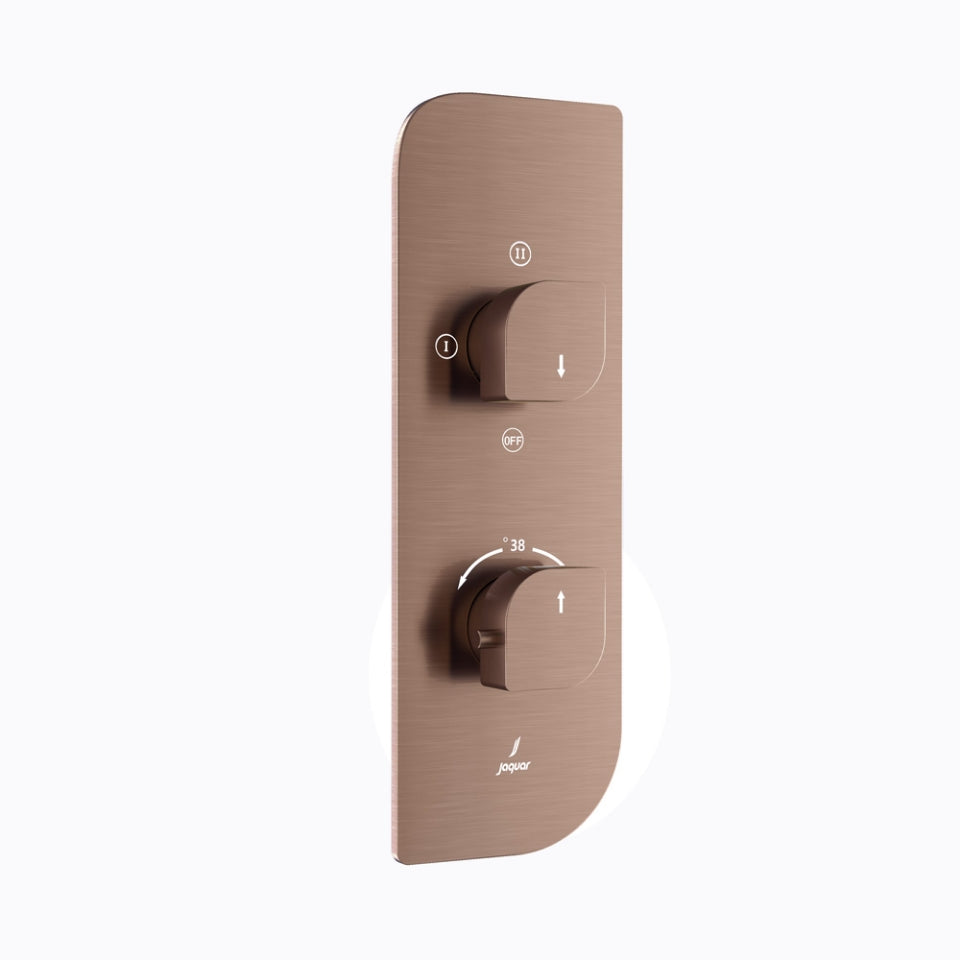 AQUAMAX EXPOSED PART KIT OF THERMOSTATIC SHOWER MIXER WITH 3-WAY DIVERTER & SLEEVE (COMPATIBLE WITH ALD-683N) - JAQUAR FAUCETS -  ( ANTIQUE COPPER - ALIVE - 0x15 mm - 0inchX0.5inch )