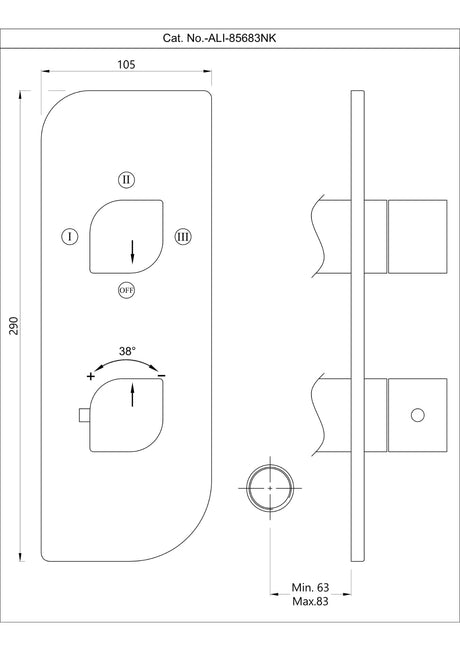 AQUAMAX EXPOSED PART KIT OF THERMOSTATIC SHOWER MIXER WITH 3-WAY DIVERTER & SLEEVE (COMPATIBLE WITH ALD-683N) - JAQUAR FAUCETS -  ( ANTIQUE COPPER - ALIVE - 0x15 mm - 0inchX0.5inch )
