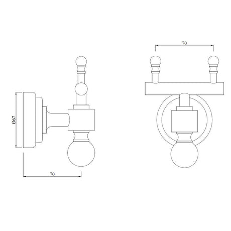 DOUBLE COAT HOOK - JAQUAR FAUCETS -  ( ANTIQUE COPPER - QUEENS ACC. - 0x0 mm - 0inchx0inch )