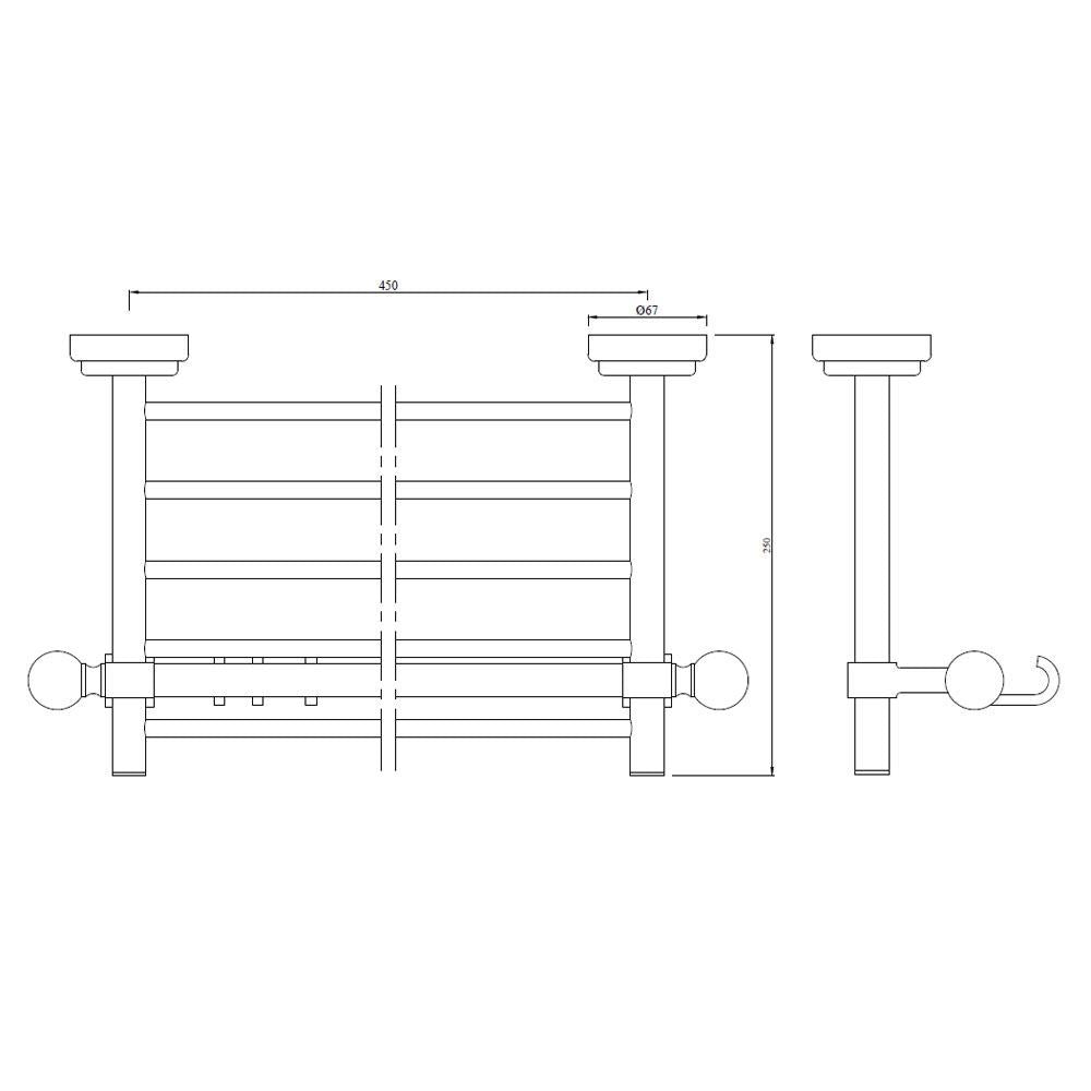 TOWEL RACK - JAQUAR FAUCETS -  ( BLACK CHROME - QUEENS ACC. - 0x450 mm - 0inchX18inch )