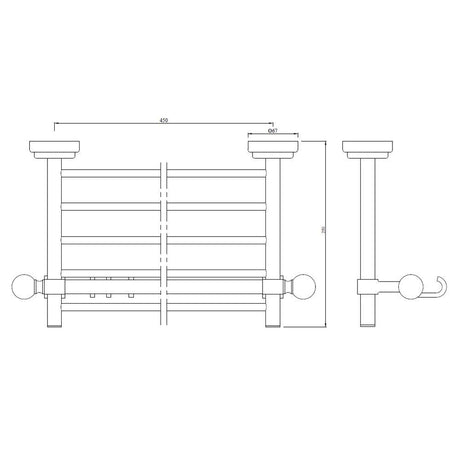 TOWEL RACK - JAQUAR FAUCETS -  ( BLACK CHROME - QUEENS ACC. - 0x450 mm - 0inchX18inch )