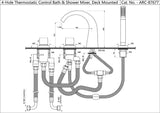 4-HOLE THERMOSTATIC BATH & SHOWER MIXER,DECK MOUNTED - JAQUAR FAUCETS -  ( CHROME - ARC - 0x15 mm - 0inchX0.6inch )