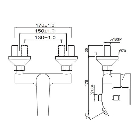 S.L. WALL MIXER - JAQUAR FAUCETS -  ( CHROME - ARIA - 0x15 mm - 0inchX0.5inch )
