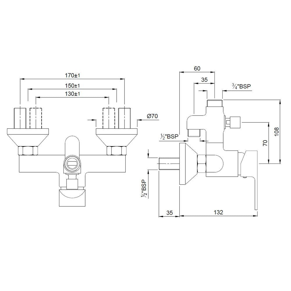 S.L. EXPOSED SHOWER MIXER - JAQUAR FAUCETS -  ( CHROME - ARIA - 0x15 mm - 0inchX0.5inch )