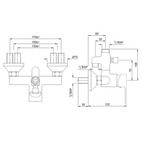 S.L. EXPOSED SHOWER MIXER - JAQUAR FAUCETS -  ( CHROME - ARIA - 0x15 mm - 0inchX0.5inch )