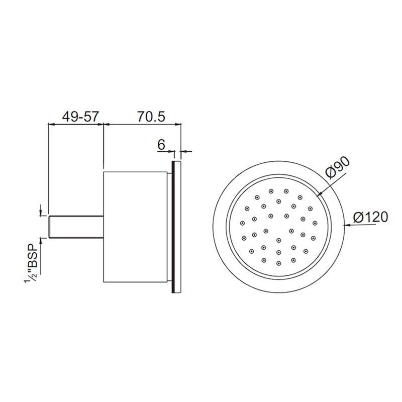 BODY SHOWER ROUND WITH INST BOX - JAQUAR FAUCETS -  ( ANTIQUE COPPER - BODY SHOWER - 15x120 mm - 0.5inchX4.5inch )