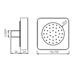 BODY SHOWER SQUARE - JAQUAR FAUCETS -  ( BLACK MATT - BODY SHOWER - 100x100 mm - 4inchX4inch )