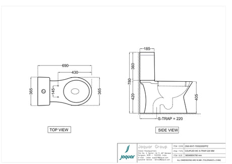 EWC COU. S-220M W/CIS.&SOFT CL S/C - JAQUAR SWARE -  ( WHITE - CONTINENTAL - 365x690 mm - 14inchx27inch )