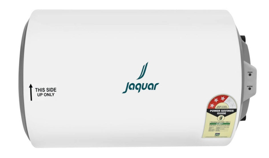 25L MANUAL 2KW 4 ( 4 STAR & LEFT INLET) - JAQUAR GEYSERS -  ( WHITE - ELENA HORIZONTAL - 756x310 mm - 30inchX12inch )