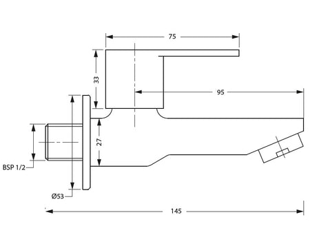 BIB COCK LONG BODY WITH WALL FLANGE - HINDWARE FAUCETS -  ( POLISHED CHROME - ASPIRO-URBAN - 0x15 mm - 0inchX0.6inch )
