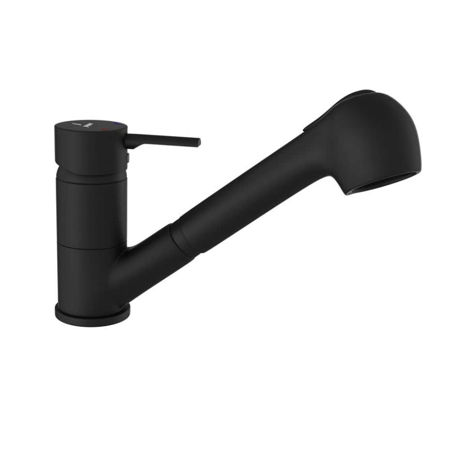 SINGLE LEVER SINK MIXER (TABLE MOUNTED) WITH EXTRACTABLE HAND SHOWER DUAL FLOW - JAQUAR FAUCETS -  ( BLACK MATT - FLORENTINE PRIME - 0x15 mm - 0inchX0.5inch )