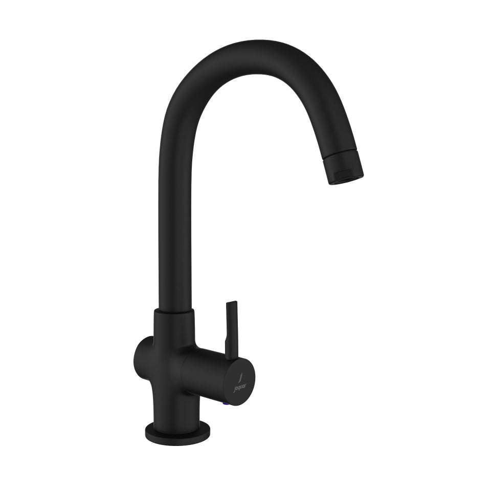 SINK COCK WITH REGULAR SWINGING SPOUT (TABLE MOUNTED MODEL) - JAQUAR FAUCETS -  ( BLACK MATT - FLORENTINE PRIME - 0x15 mm - 0inchX0.5inch )