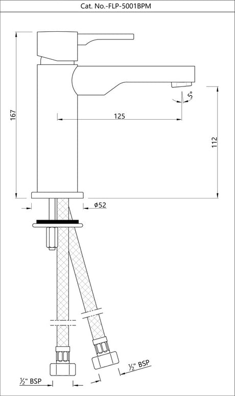 SINGLE LEVER BASIN MIXER WITHOUT POPUP W/PIPES - JAQUAR FAUCETS -  ( CHROME - FLORENTINE PRIME - 0x15 mm - 0inchX0.5inch )