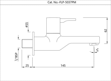 BIB COCK WITH WALL FLANGE - JAQUAR FAUCETS -  ( CHROME - FLORENTINE PRIME - 0x15 mm - 0inchX0.5inch )