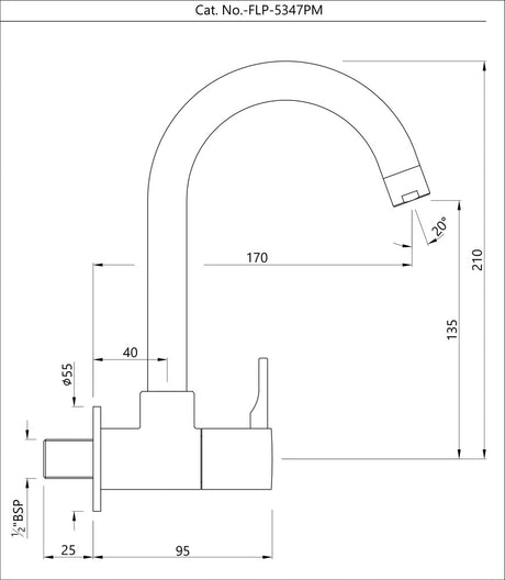 SINK COCK WITH REGULAR SWINGING SPOUT (WALL MOUNTED MODEL) - JAQUAR FAUCETS -  ( CHROME - FLORENTINE PRIME - 0x15 mm - 0inchX0.5inch )
