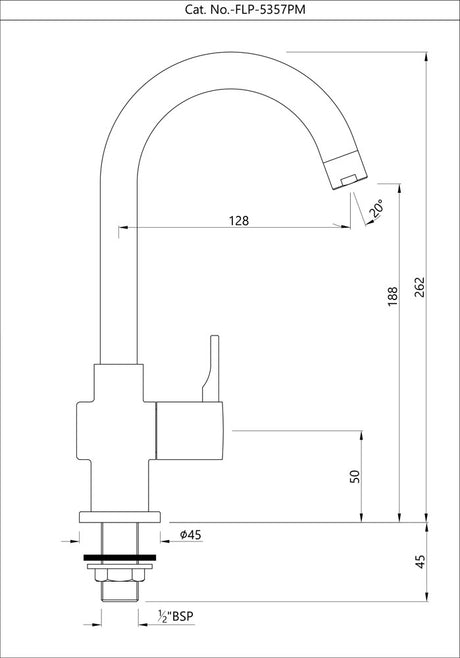 SINK COCK WITH REGULAR SWINGING SPOUT (TABLE MOUNTED MODEL) - JAQUAR FAUCETS -  ( CHROME - FLORENTINE PRIME - 0x15 mm - 0inchX0.5inch )