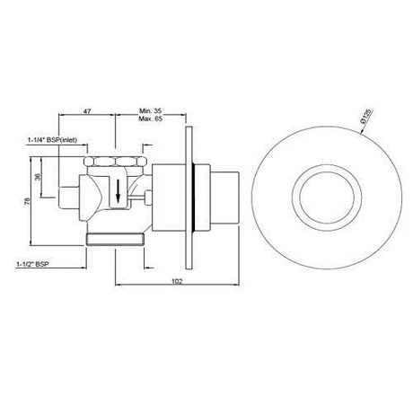 METROPOLE FLUSH VALVE - JAQUAR FAUCETS -  ( BLACK MATT - FLUSH VALVE - 0x32 mm - 0inchX1.25inch )