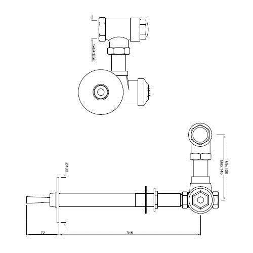 CONCEALED FLUSH VALVE - JAQUAR FAUCETS -  ( CHROME - FLUSH VALVE - 0x32 mm - 0inchX1.25inch )